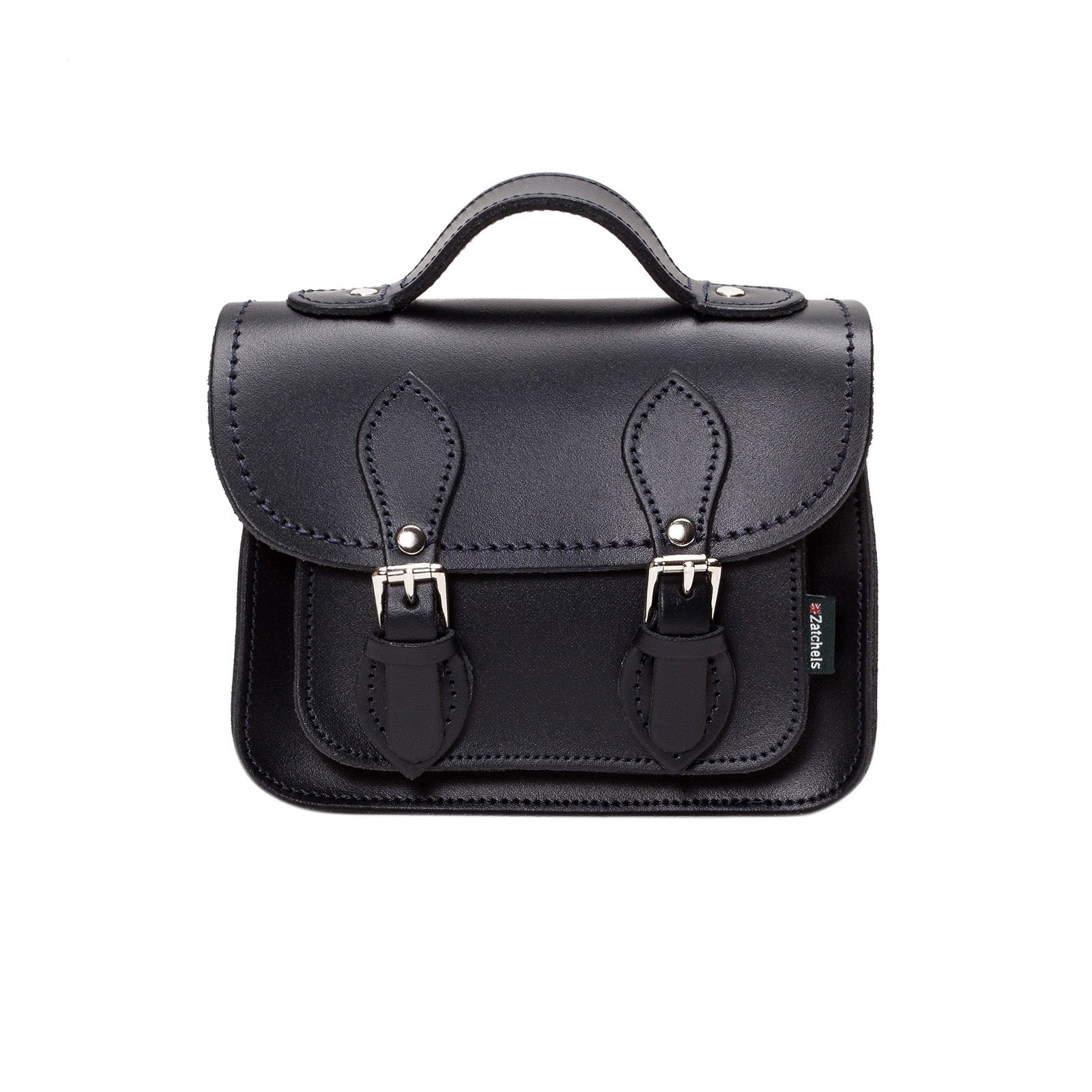 Zatchels Black Handmade Leather Micro Satchel | 18cm / 7in
